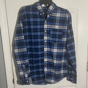 American Eagle Mens Large Seriously Soft Plaid Button Down Shirt Blue Flannel
